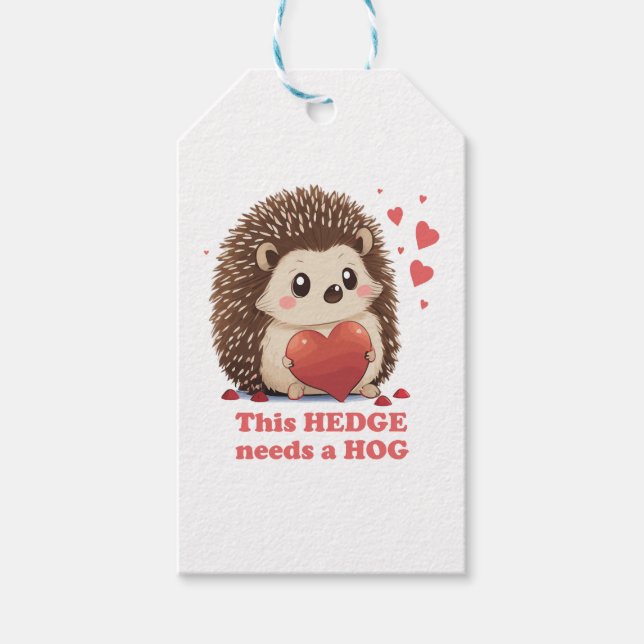 Étiquettes-cadeau Hedge Nedge Doit Hog Cute Hedgehog Valentines Day  (Devant)