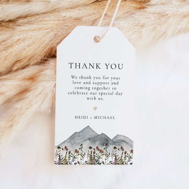 Étiquettes-cadeau HEIDI Boho Aquarelle Fleur sauvage Mountain Favori (Créateur téléchargé)