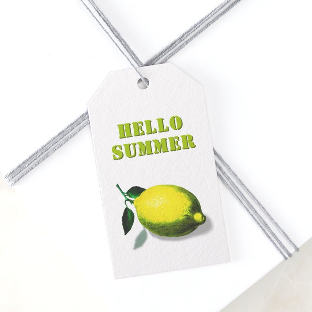 Étiquettes-cadeau Hello Summer Green Lemon Favor (Créateur téléchargé)
