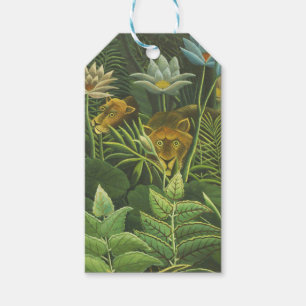 Étiquettes-cadeau Henri Rousseau Jungle Tropical Lion Impression Vin