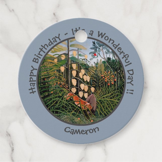 Étiquettes Cadeau Henri Rousseau Tiger & Bull Party Items Collection (Devant)