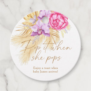 Étiquettes Cadeau Herbe de pampa bohème - Pop de baby shower