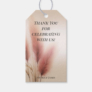 Étiquettes-cadeau Herbe de Pampas Rose Mariage Bohème