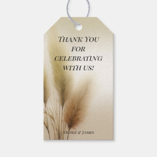 Étiquettes-cadeau Herbe des Pampas Dorée Mariage Bohème Bohème