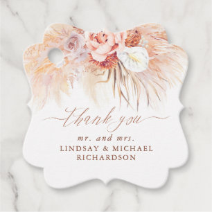 Étiquettes Cadeau Herbe des Pampas Fleurs de Terre Cuite Mariage Rem