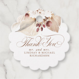 Étiquettes Cadeau Herbe des Pampas Floral Boho Exotique Merci
