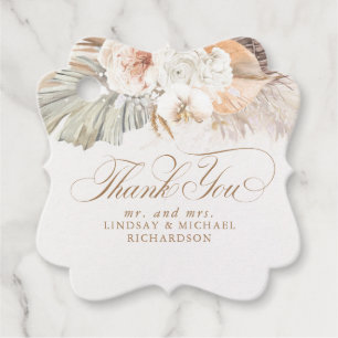Étiquettes Cadeau Herbe des Pampas Floral Boho Merci