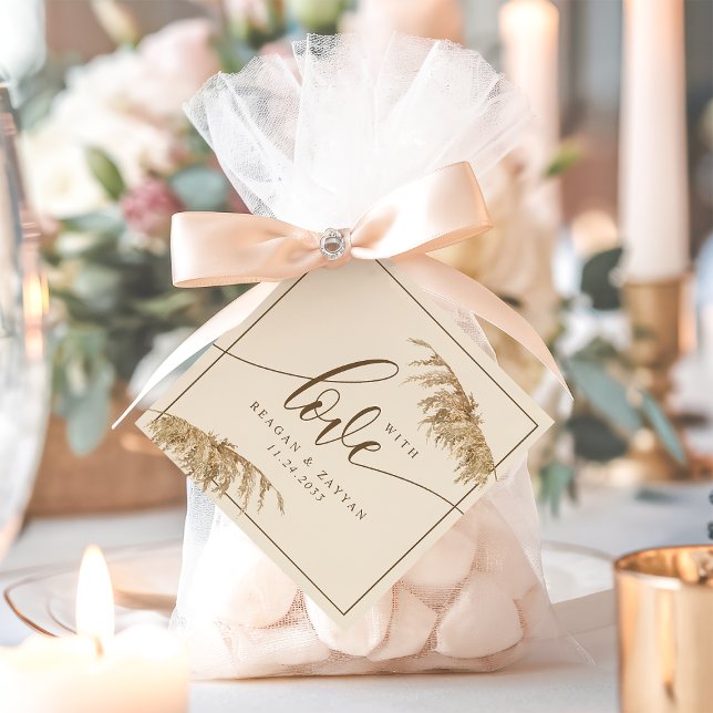 Étiquettes Cadeau Herbe des Pampas Terre Amour Mariage (Créateur téléchargé)