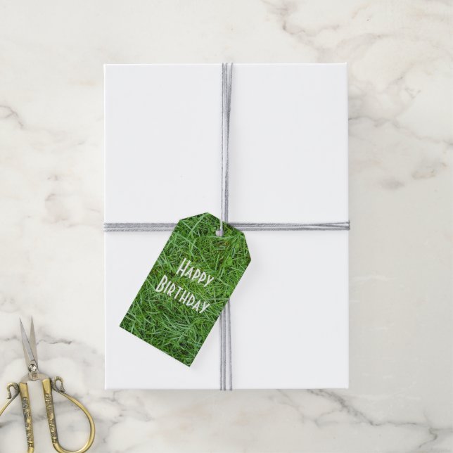 Étiquettes-cadeau Herbe verte (Avec de la ficelle)
