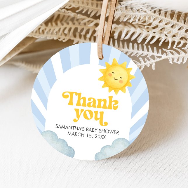 Étiquettes Cadeau Here Comes the Son Baby Shower (Here Comes the Sun Baby Shower Favor Tags)