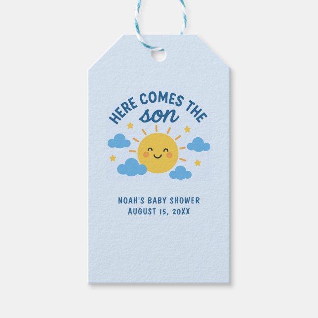 Étiquettes-cadeau Here Comes the Son Baby Shower - Sunshine  (Devant)