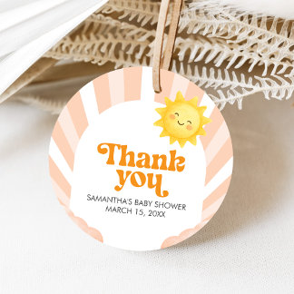 Étiquettes Cadeau Here Comes the Sun Baby Shower Favor Tags