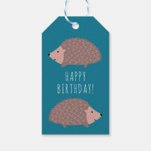 Étiquettes-cadeau Hérisson boisé Happy Birthday