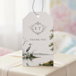 Étiquettes-cadeau Heron Lake Toile French Country Wedding Monogram
