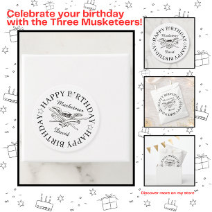 Étiquettes Cadeau Héros de mousquetaire joyeuse fête d'anniversaire