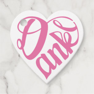 Étiquettes Cadeau Herzförmiges Dankeschön al rosa Kalligraphie