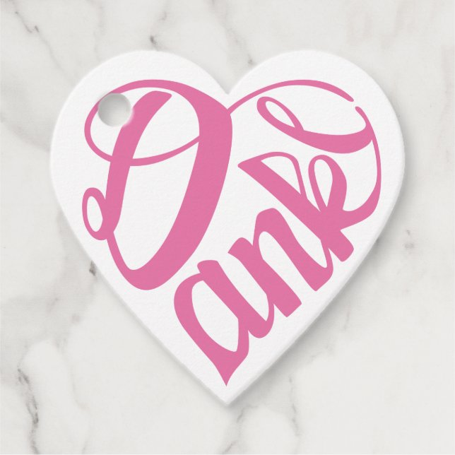 Étiquettes Cadeau Herzförmiges Dankeschön al rosa Kalligraphie (Devant)