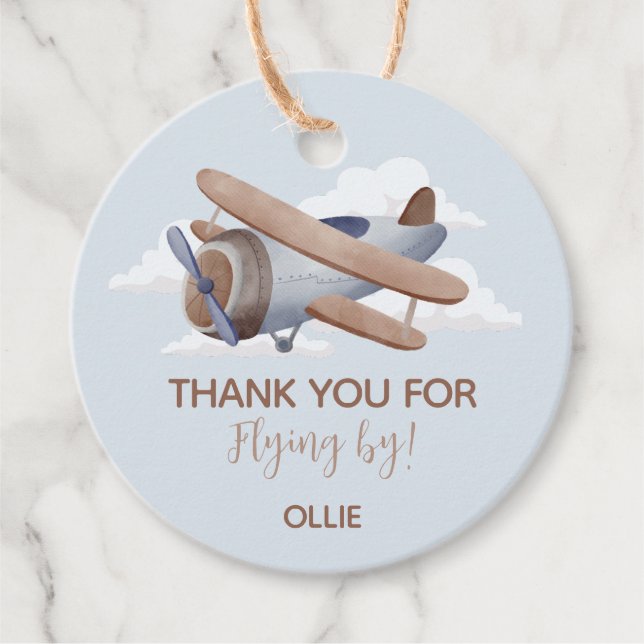 Étiquettes Cadeau Heure vol Vintage voyage Anniversaire (Devant)