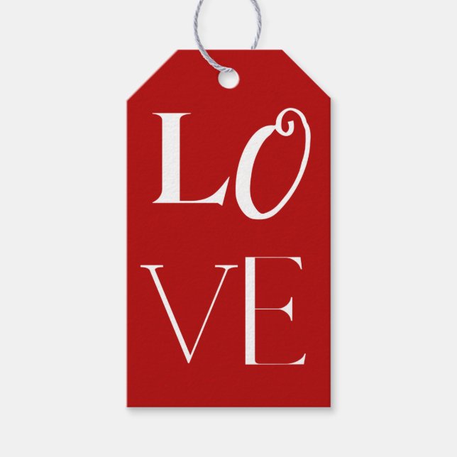 Étiquettes-cadeau Heureuse Sainte-Valentin AMOUR rouge et blanc (Devant)