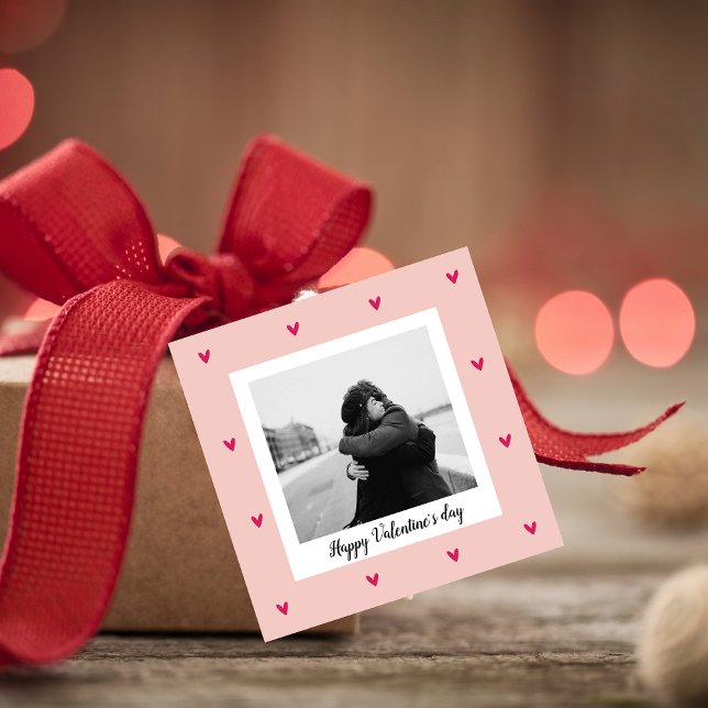 Étiquettes Cadeau Heureuse Sainte-Valentin | Coeur rose et rouge | C (Créateur téléchargé)