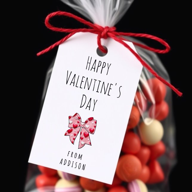 Étiquettes-cadeau Heureuse Sainte-Valentin Coquette Bow Coeur Motif (Happy Valentine's Day Coquette Bow Heart Pattern Gift Tags
)