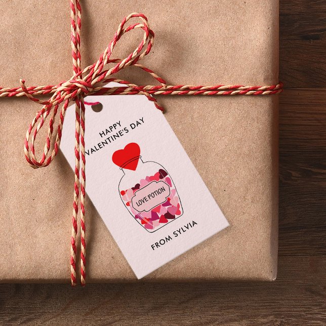 Étiquettes-cadeau Heureuse Sainte-Valentin Love Potion Personnalisé (Créateur téléchargé)