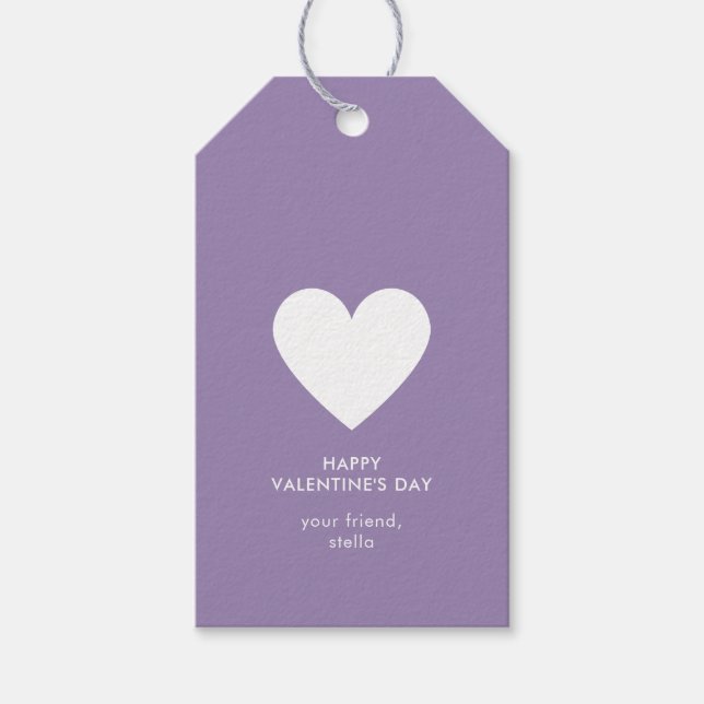 Étiquettes-cadeau Heureuse Sainte-Valentin moderne Purple Heart Stri (Devant)