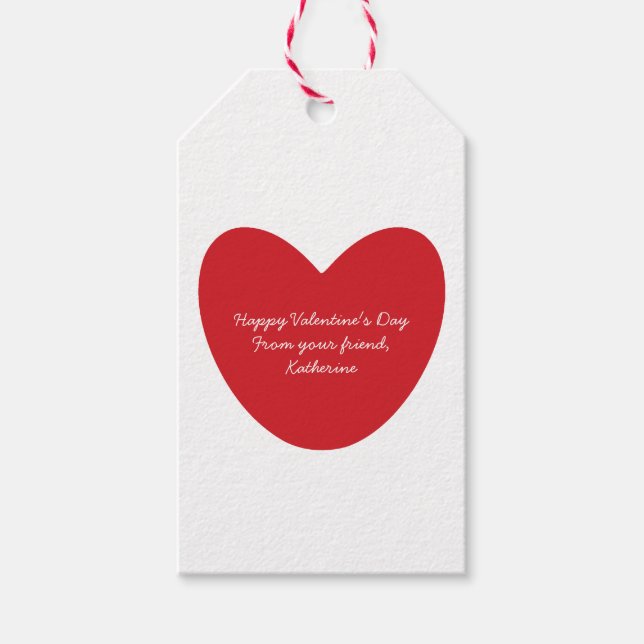 Étiquettes-cadeau Heureuse Sainte-Valentin rouge coeur enfants class (Devant)