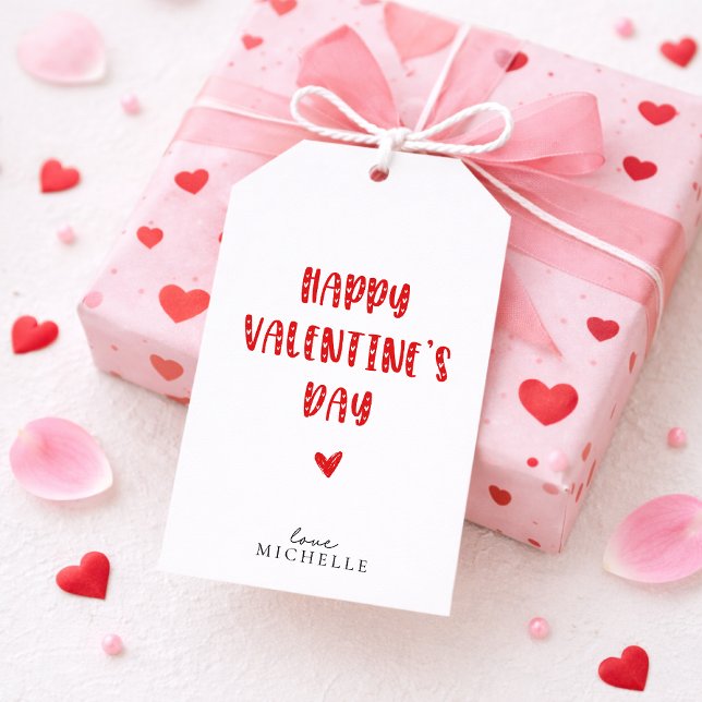 Étiquettes-cadeau Heureuse Sainte-Valentin simple (Créateur téléchargé)