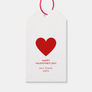 Étiquettes-cadeau Heureuse Sainte-Valentin simple de coeur rouge bla