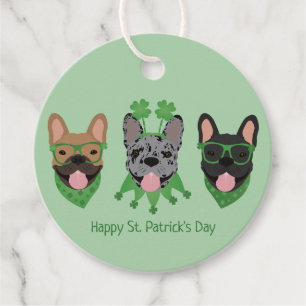 Étiquettes Cadeau Heureux Bulldogs français en Jour de la Saint Patr