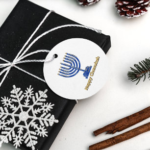 Étiquettes Cadeau Heureux Chanukah Menorah