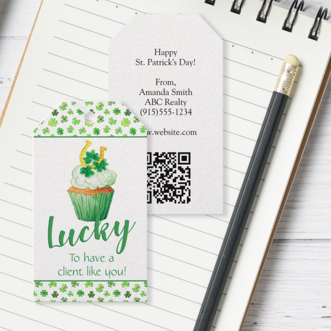 Étiquettes-cadeau Heureux d'avoir un client comme vous St Patrick Da (Lucky to have a client like you St. Patrick's Day pop by tag)