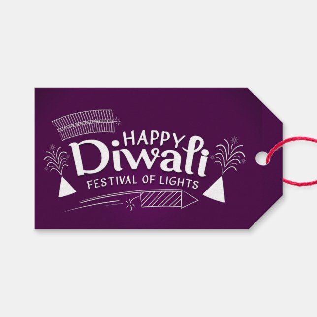 Étiquettes-cadeau Heureux Diwali (Devant (Horizontal))