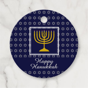 Étiquettes Cadeau HEUREUX HANOUKKA Star de David Menorah Personnalis