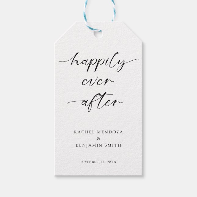 Étiquettes-cadeau Heureux Jamais après Mariage minimal Script élégan (Devant)