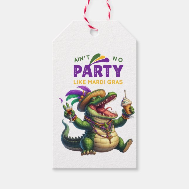 Étiquettes-cadeau Heureux Mardi Gras Alligator (Devant)
