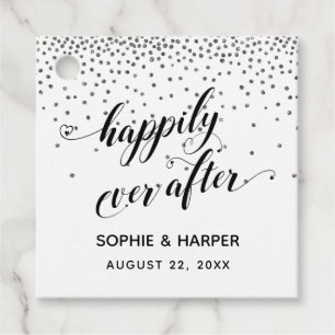 Étiquettes Cadeau Heureux toujours après les coeurs et Confetti d'ar