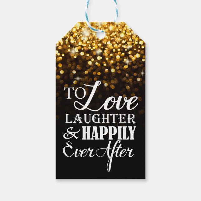 Étiquettes-cadeau Heureux toujours après Monogram Hollywood Mariage  (Devant)