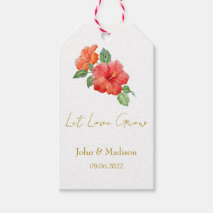 Étiquettes-cadeau Hibiscus   Graine de mariage pour laisser l'amour 