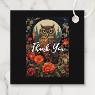 Étiquettes Cadeau Hibou à la nuit avec Pleine lune