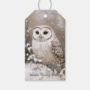 Étiquettes-cadeau Hibou de la forêt hivernale Noël