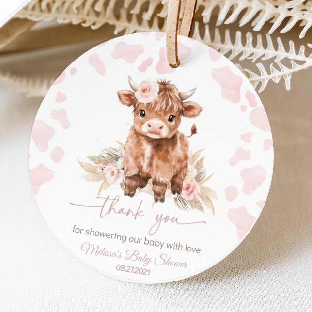 Étiquettes Cadeau Highland Cow Holy Cow fille baby shower (Highland Cow Holy Cow baby shower girl )
