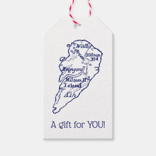Étiquettes-cadeau Hilton Head Island SC Carte Vintage Marine Blue