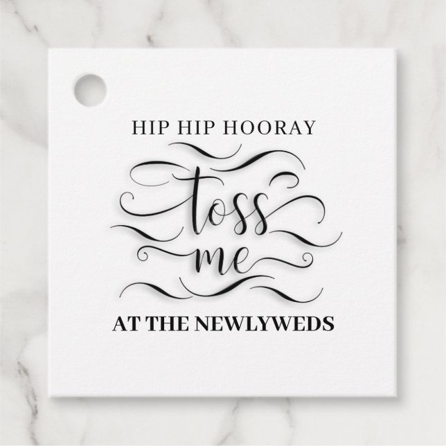 Étiquettes Cadeau Hip Hip Hourra Jetez-Moi des Pétales de Mariage (Devant)