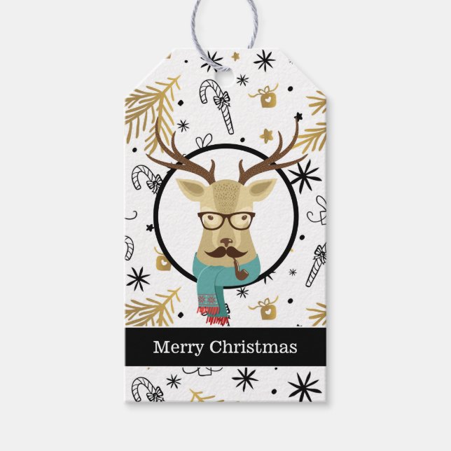 Étiquettes-cadeau Hipster Deer Christmas (Devant)