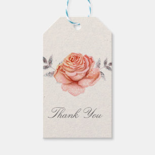 Étiquettes-cadeau Histoire de fée de la pêche Paillettes Roses Feuil