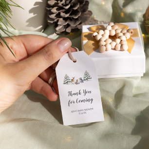 Étiquettes-cadeau Hiver Bois Animaux Baby shower Favoriser