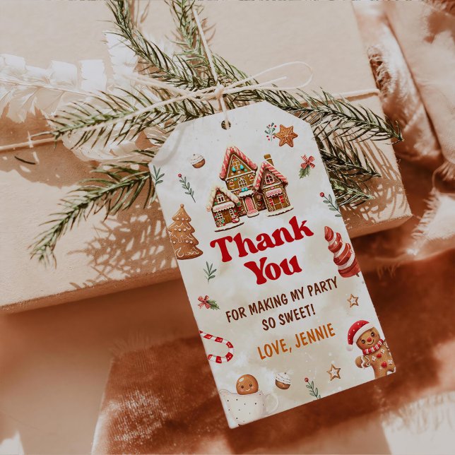 Étiquettes-cadeau Hiver Maison pain d'épices Noël 1er anniversaire (Créateur téléchargé)