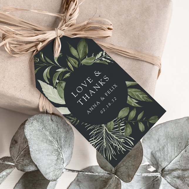 Étiquettes-cadeau Hiver Meadow | Mariage botanique vert (Créateur téléchargé)